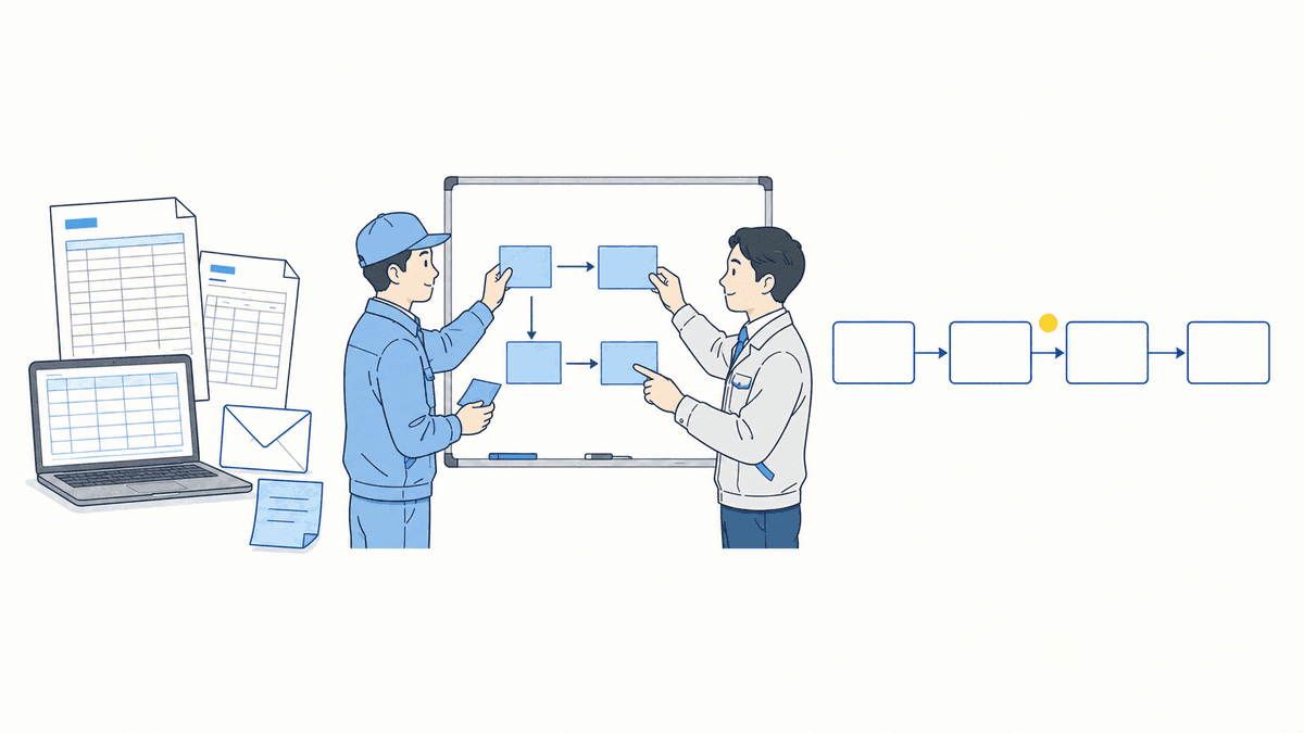 製造業の業務フローを箱と矢印で書き出す10の手順のアイキャッチ画像